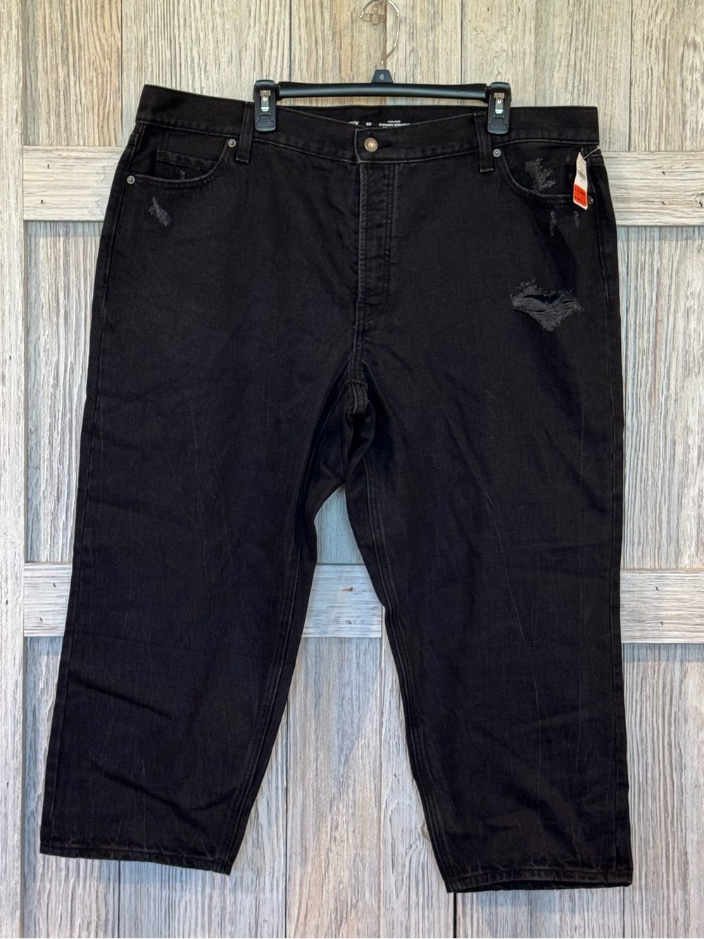 Old Navy high rise, slouchy, straight women’s jeans, distressed black size 20